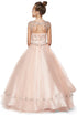 Girls Hand Beaded Rhinestone Bateau Neckline Pageant Dress 2-20